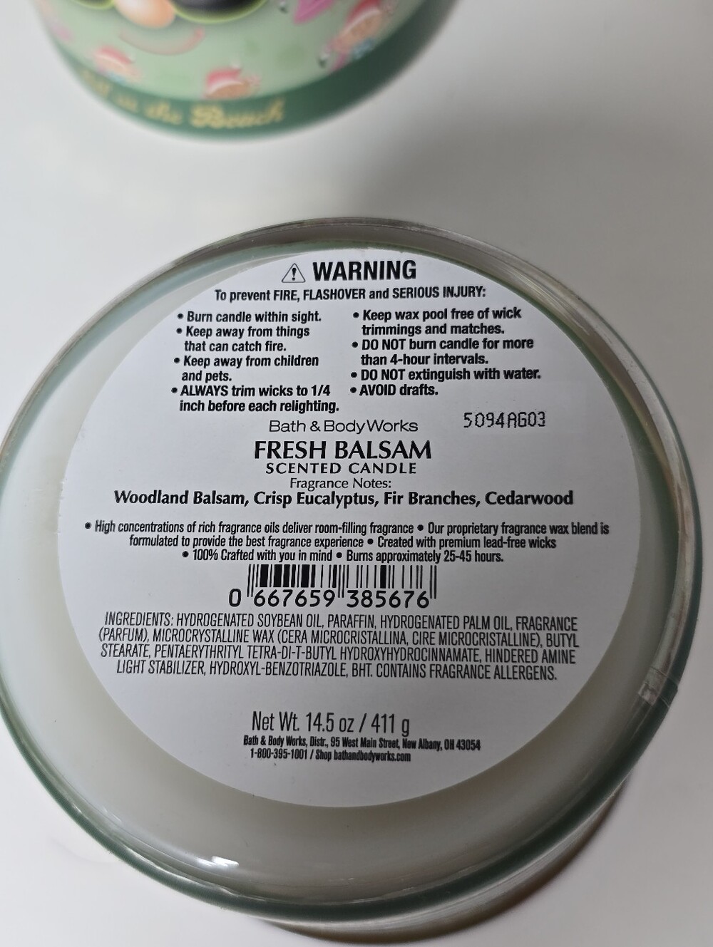 Bath & Body Works 2 Fresh Balsam Elf at the Beach 3 Wick Candles NWT - Picture 3 of 4